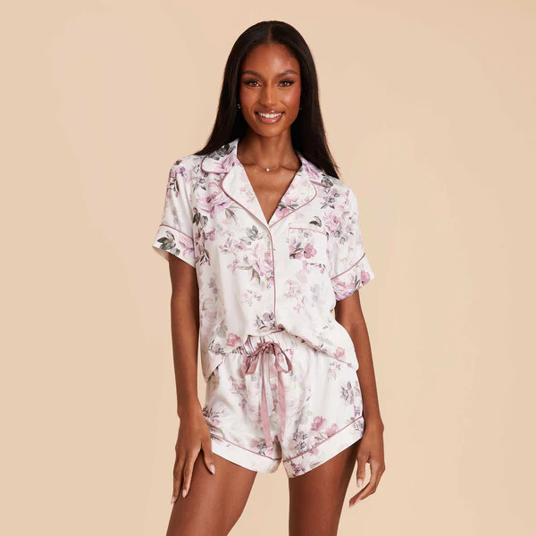 Jonny Satin Floral Pajama Set - Dusty Pink Peonies | Birdy Grey