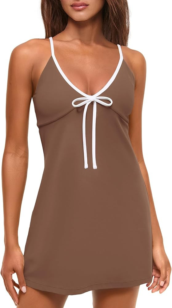 ReachMe Womens Tennis Dress with Built in Shorts Summer Athletic Dresses Workout Golf Outfits Min... | Amazon (US)