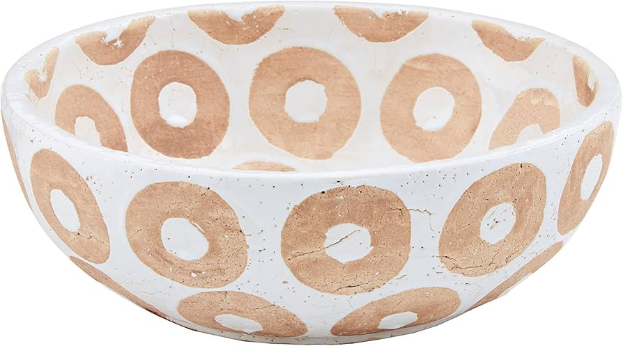 Mud Pie White Terracotta Bowl, Small, 3 1/2" X 10" Dia | Amazon (US)