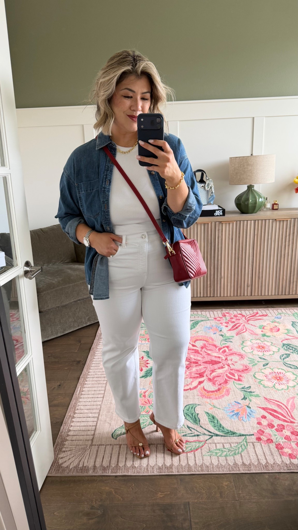 Wearing a medium in the chambray button up, medium in the white ribbed tank and XL petite in the white jeans  

#LTKMidsize #LTKSaleAlert #LTKootd
