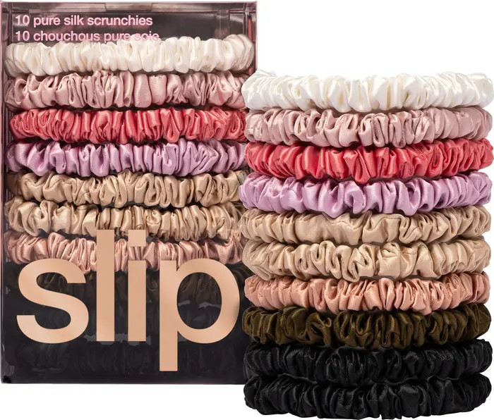 10-Pack Assorted Skinny Silk Scrunchies | Nordstrom