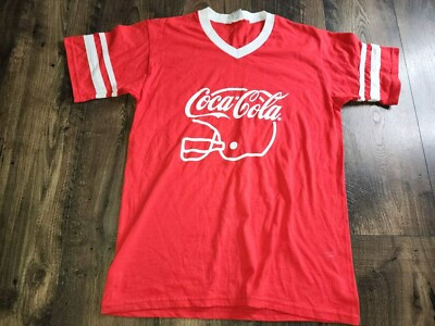 Vintage Mens M Coca Cola Football Varsity Ringer T Shirt Distressed | eBay US