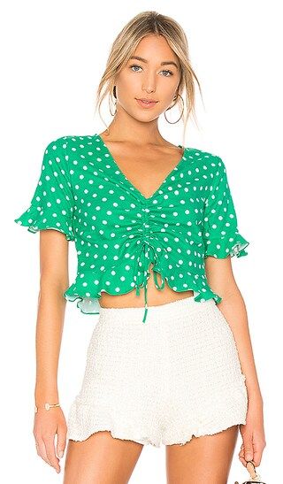 L'Academie The Lucia Blouse in Green Dot | Revolve Clothing (Global)