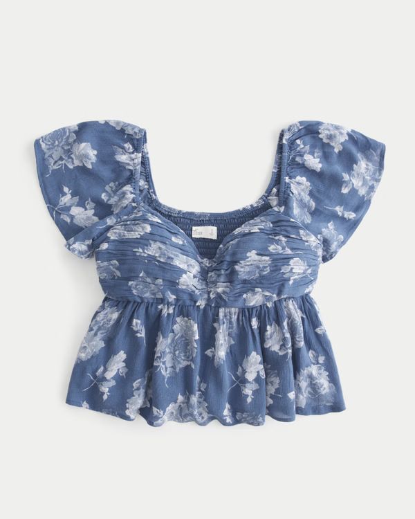 Ruched Babydoll Top | Hollister (US)