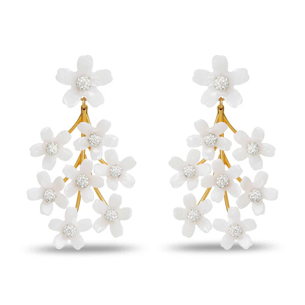 MOTHER OF PEARL GARDEN BOUQUET CHANDELIER EARRINGS | LELE SADOUGHI