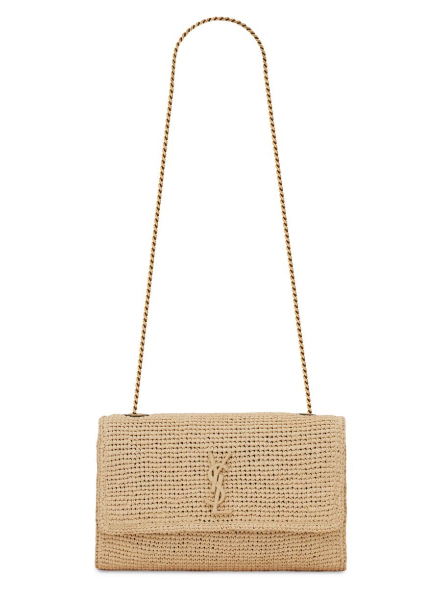 Kate Medium Chain Bag in Raffia and Smooth Leather | Saks Fifth Avenue
