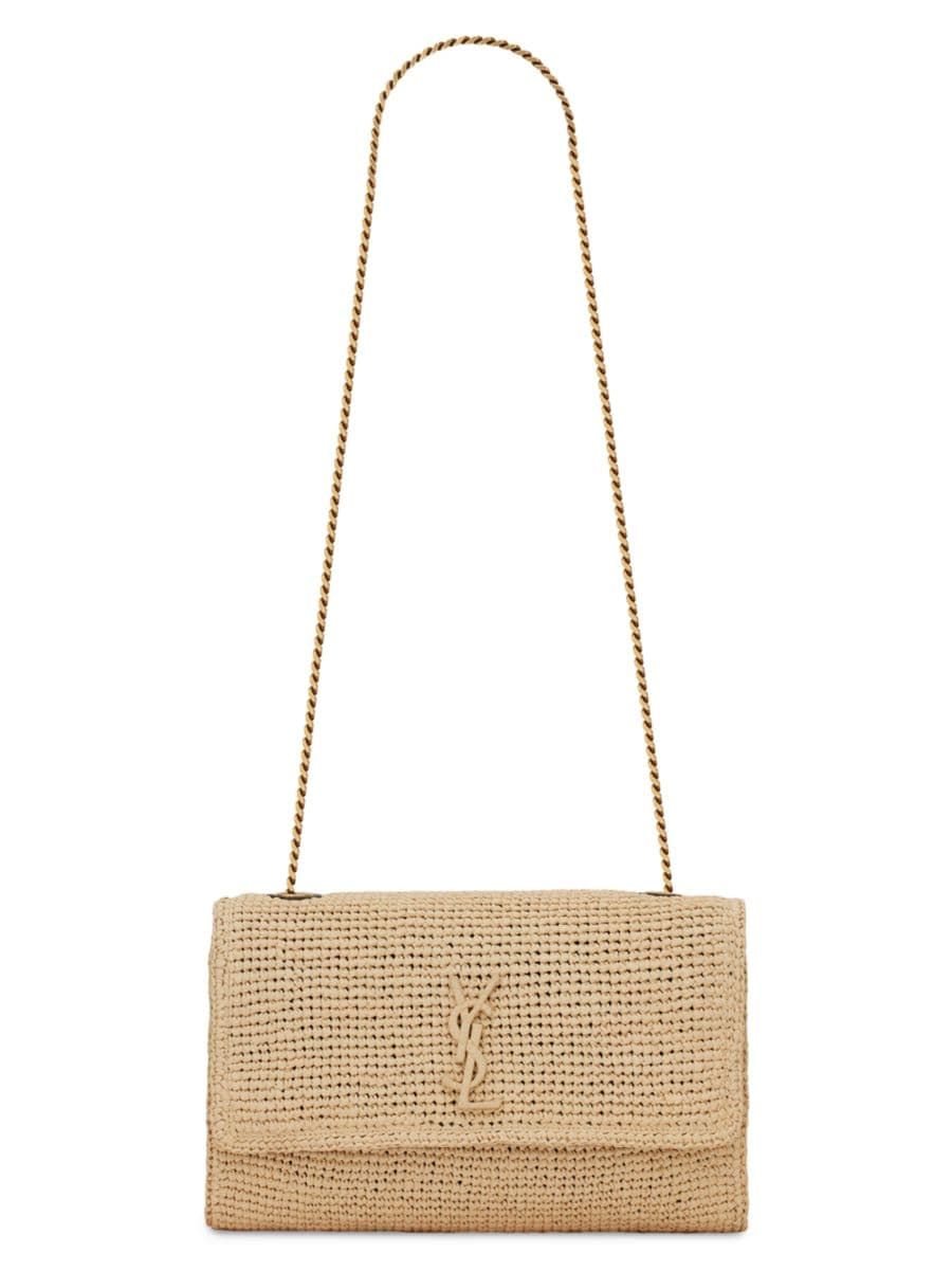Kate Medium Chain Bag in Raffia and Smooth Leather | Saks Fifth Avenue