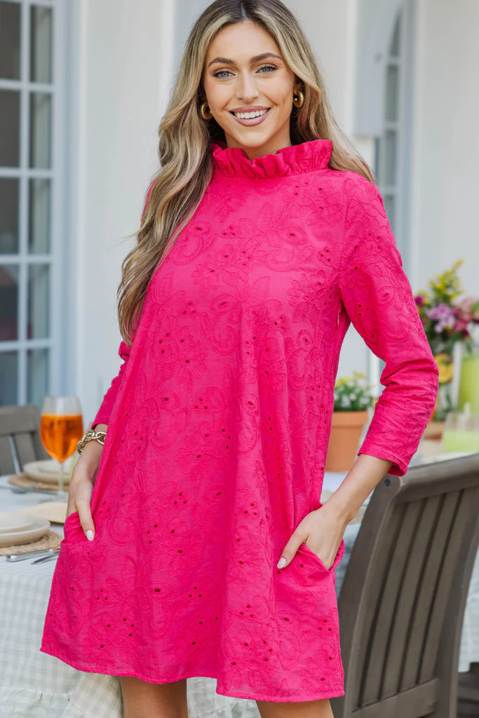 This Is It Fuchsia Eyelet Swing Dress | The Mint Julep Boutique