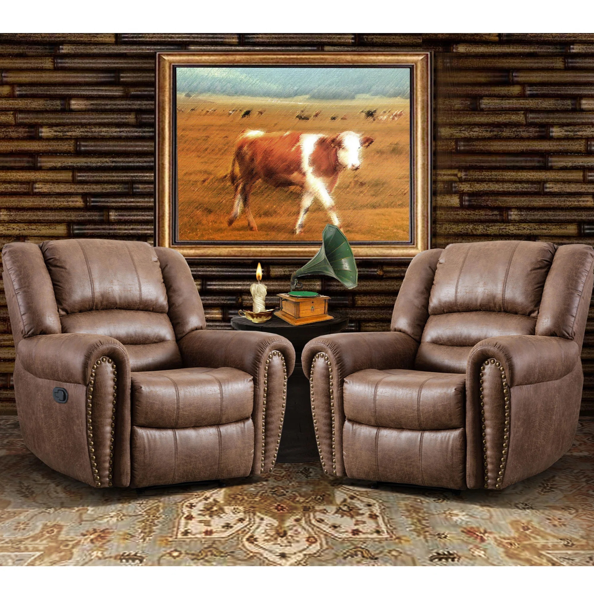 40.9" Wide Classic Super Soft And Oversize Manual Recliner with Nailhead Trim (Set of 2) | Wayfair North America