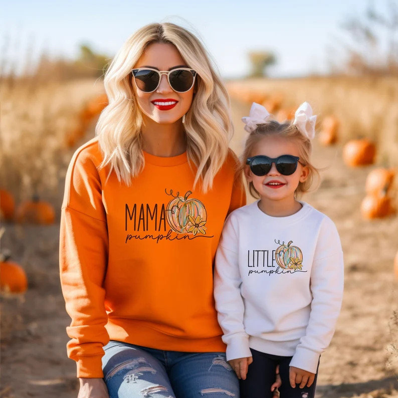 Mama Pumpkin Sweatshirt Little Pumpkin Mommy and Me Outfits - Etsy | Etsy (US)
