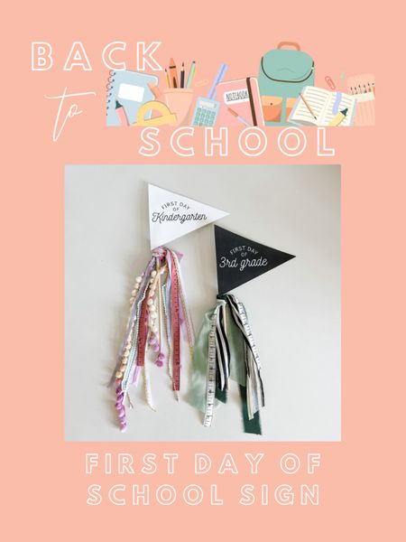 Back to school sign. Easy to make with these materials! First day of school sign. Neutral kids. Little girl. Little boy. Pennant. #backtoschool #firstdayofschool #etsy #school #firstdayofkindergarten #kids #schoolkids 

#LTKBacktoSchool #LTKfamily #LTKkids