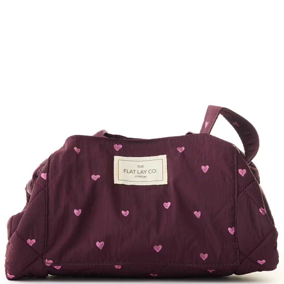 The Flat Lay Co. Parachute Drawstring Flat Lay Makeup Bag - Burgundy Hearts LOOKFANTASTIC EXCLUSI... | Look Fantastic (UK)