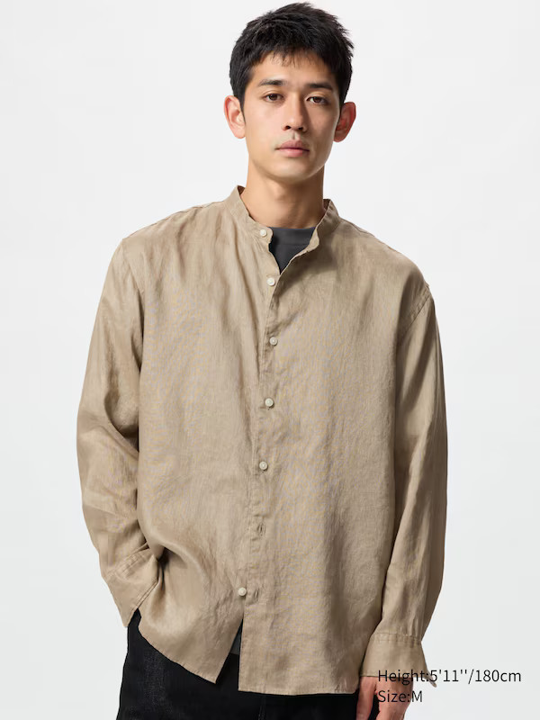 100 % Premium Leinen Hemd (Stehkragen) | UNIQLO (DE)