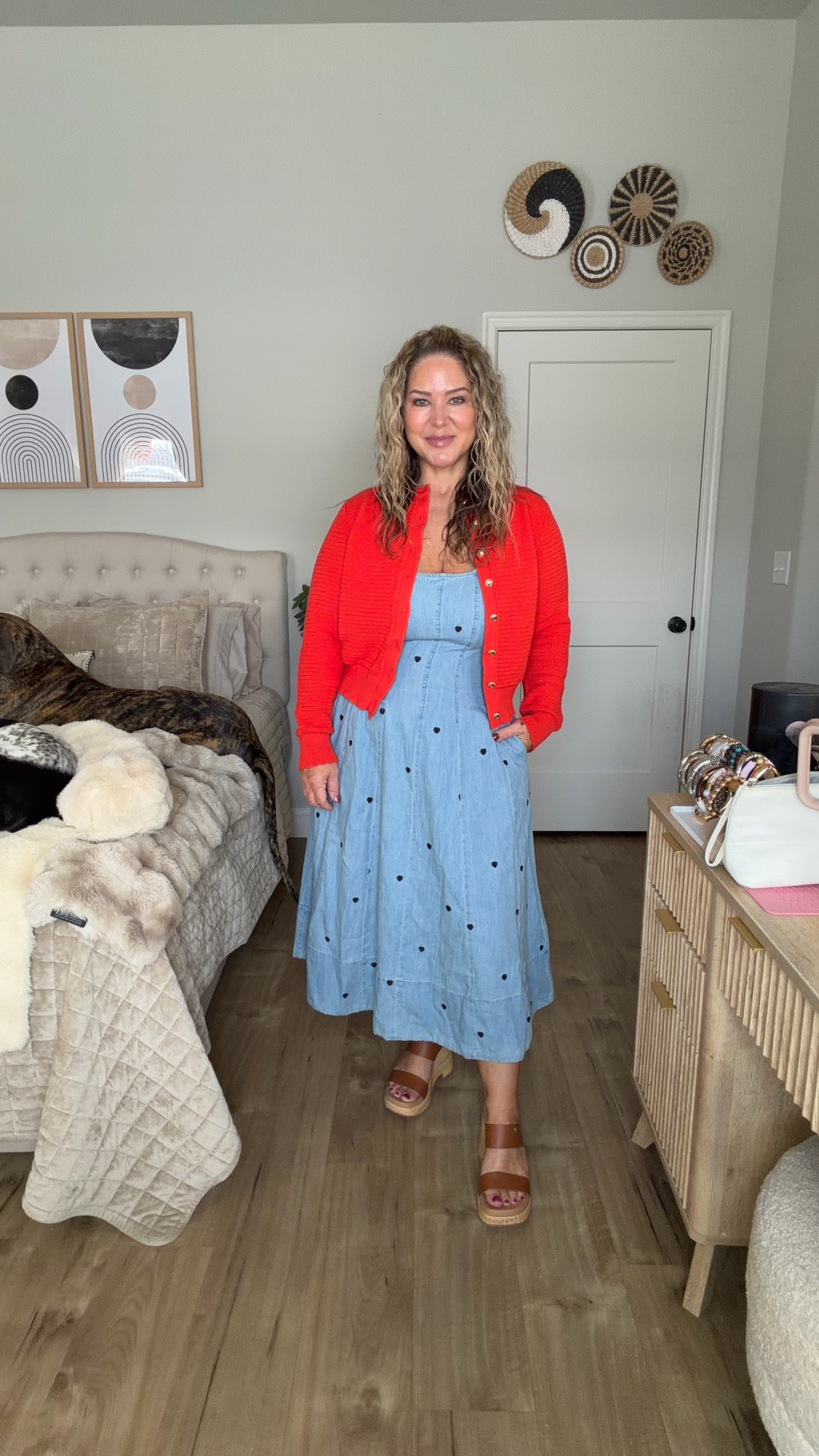 Red sweater size large 
Heart dress and red dress size medium but I’d prefer a large. Medium is too tight. 
Yellow top size medium 
Yellow pants size large 
Denim skirt size 12. I’d prefer a 10. It runs big  

#LTKOver40 #LTKPetite #LTKMidsize