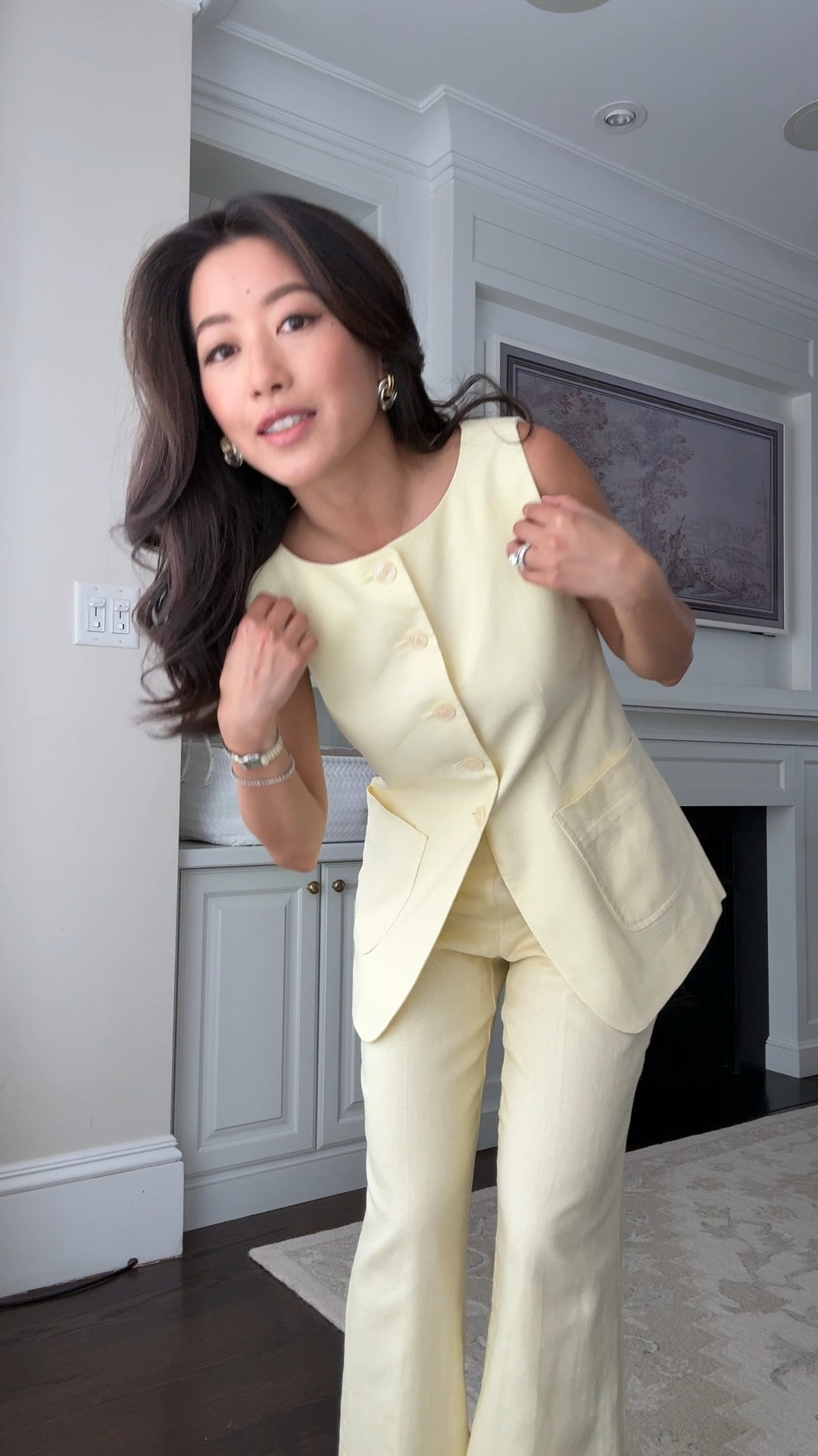 Try ons for Ann Taylor Friends of Ann sale - 30% off everything and 50% off pants and shorts flash sale today 

FYI this set runs big on me, but is such a cheerful spring/summer color

• Petite Linen-Blend Long Vest in yellow buttercream 00 petite loose fit on me. 00 petite measures: 13.25" across waist, 10.5" rise, 25" inseam.

• The Petite Flare Ankle Pant in Linen Blend in yellow buttercream 00P loose at my waist, stretch back waist 

Petite friendly, spring/summer outfits, workwear , business casual, corporate fashion 

#LTKSaleAlert #LTKWorkwear #LTKPetite