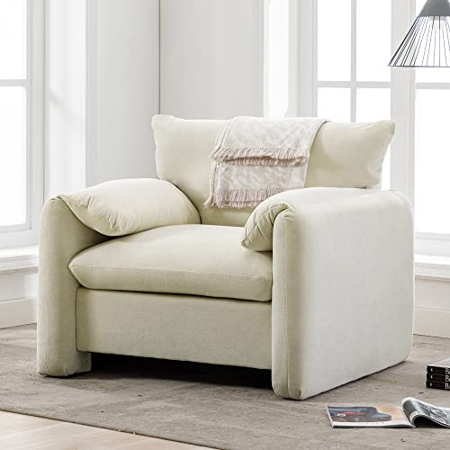 Modern Style Chenille Oversized Armchair Accent Chair Single Sofa Lounge Chair 38.6'' W for Living Room, Bedroom,Cream | Amazon (US)
