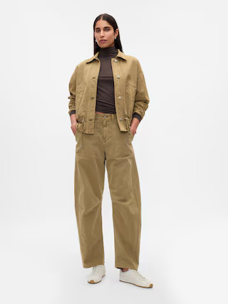 Mid Rise Twill Barrel Pants | Gap (US)