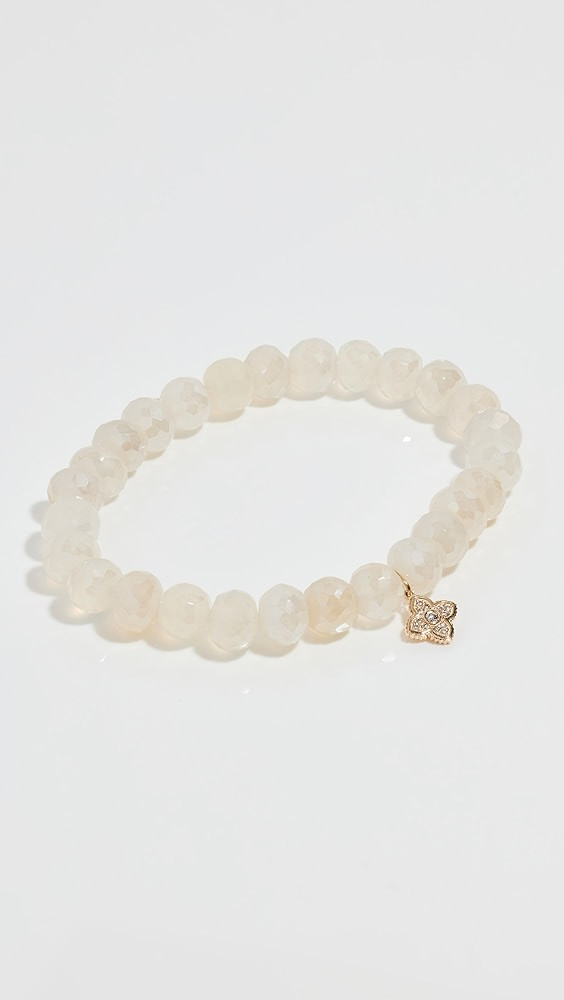 Sydney Evan 14k Mini Bezel Pave Moroccan Charm On Bead Bracelet | Shopbop | Shopbop