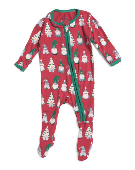 Infant Boys Gnomes Print Footie With 2 Way Zipper | TJ Maxx
