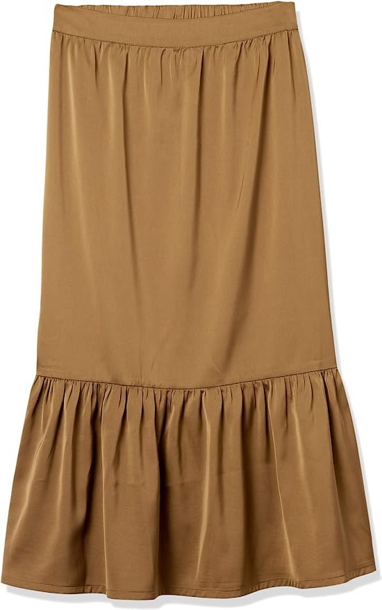 The Drop Women's Jerry Wide Hem Elastic Back Silky Stretch Pull-On Midi Skirt | Amazon (US)