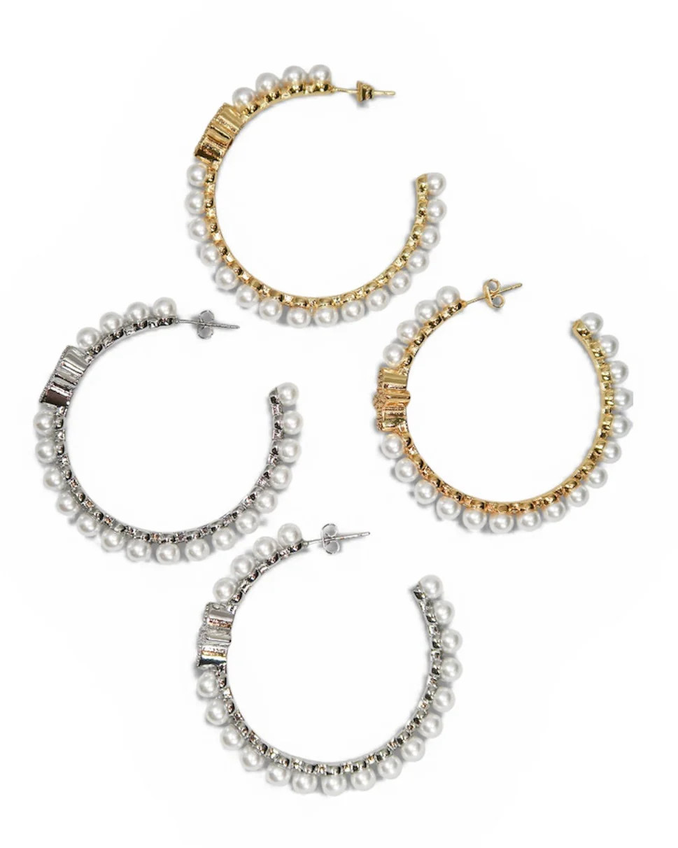 Park Avenue Pearl Hoop 316L Stainless Steel Earrings | KC Chic Designs