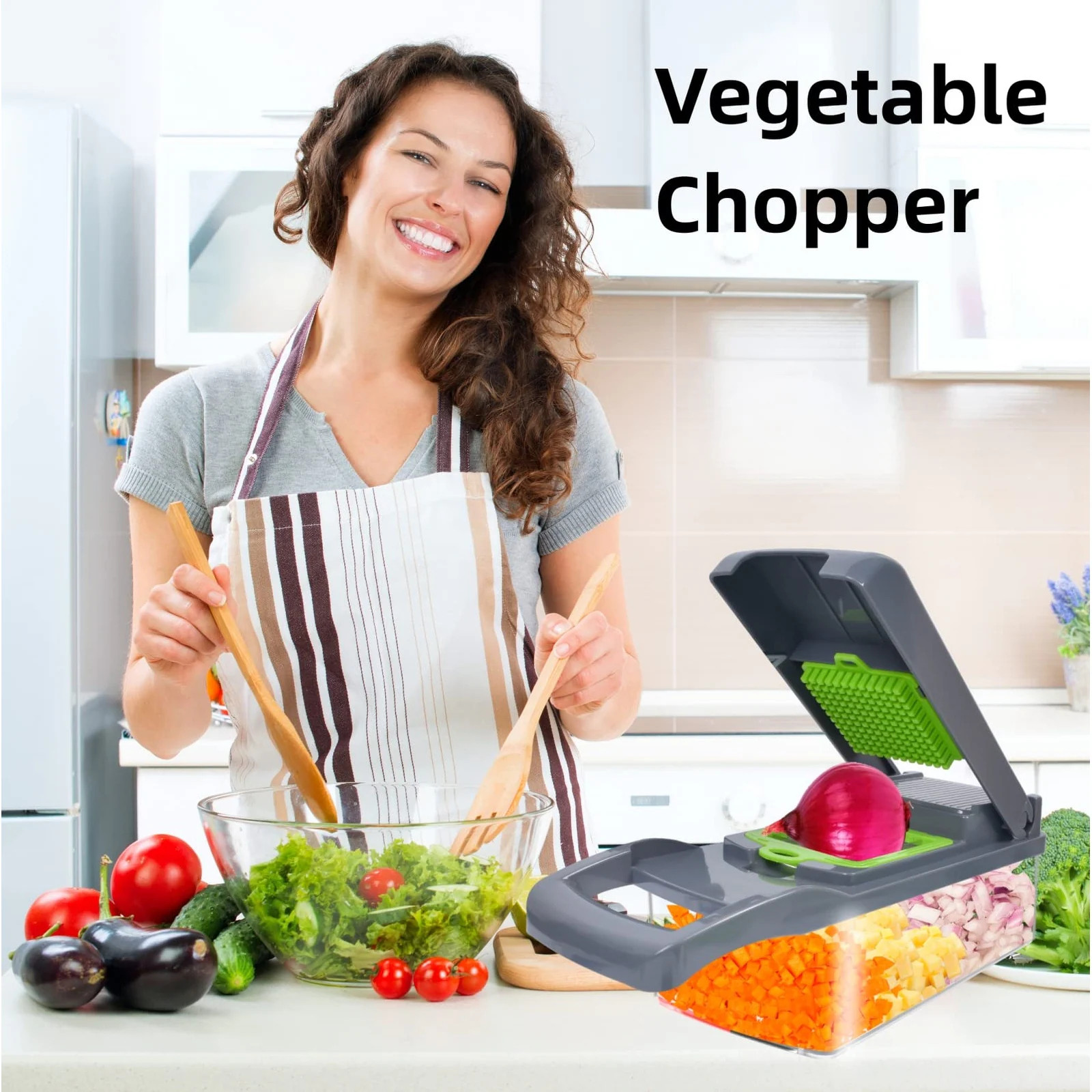 Vegetable Chopper,12-in-1 Multifunctional Veggie Chopper, white Kitchen Vegetable Slicer Dicer Cutter,Hand Guard and Container | Bed Bath & Beyond