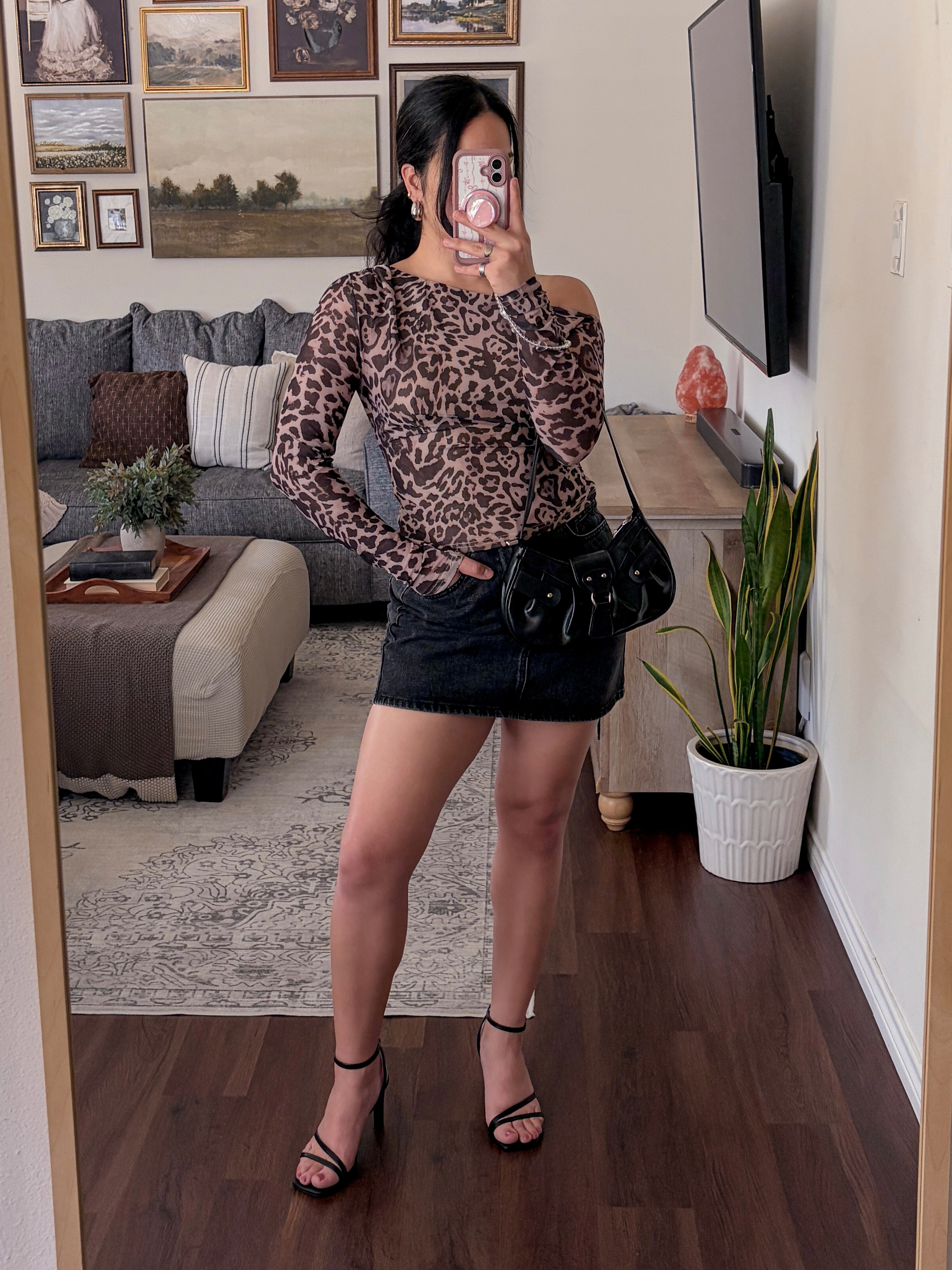 this one is giving leopard print, edgy feminine, going-out outfit, date night, Y2K-inspired vibes 🐆🖤 leopard print outfit, leopard print top, leopard print blouse, leopard top outfit, animal print outfit, animal print fashion, leopard print fashion, off shoulder top outfit, one shoulder top outfit, long sleeve leopard top, black mini skirt outfit, denim mini skirt outfit, black denim skirt, mini skirt outfit, black skirt outfit, date night outfit, girls night outfit, night out outfit, going out outfit, dinner date outfit, bar outfit, concert outfit, fall outfit inspiration, transitional season outfit, edgy feminine style, edgy fashion, feminine edgy outfit, sexy casual outfit, chic going out outfit, trendy outfit ideas, trendy fashion inspiration, Y2K inspired outfit, Y2K fashion, 90s inspired outfit, 2000s fashion, retro inspired fashion, model off duty outfit, street style outfit, elevated casual outfit, cool girl outfit, confident outfit, bold outfit inspiration, statement top outfit, black heels outfit, strappy heels outfit, black shoulder bag outfit, black handbag outfit, gold jewelry outfit, gold accessories, neutral outfit, brown and black outfit, brown leopard print, classic leopard print, timeless animal print, fall fashion, fall outfit ideas, autumn fashion inspiration, fall date night outfit, fall girls night outfit, chic fall outfit, stylish fall outfit, sophisticated edgy style, dark feminine style, feminine fashion inspiration, romantic edgy style, glam casual outfit, dressy casual outfit, fashion inspo, outfit inspo, outfit of the day, OOTD, fashion content creator, style inspiration, wardrobe inspiration, affordable fashion, trendy fashion finds, chic wardrobe, statement pieces, capsule wardrobe inspiration, everyday fashion, modern feminine style, effortless chic, polished outfit, elevated wardrobe, classy night out outfit, stylish date night look, dinner outfit ideas, weekend outfit inspiration, going out fashion, fashion aesthetic, chic aesthetic, edgy aesthetic 

 #LTKdayinmylife #LTKgrwm #LTKootd