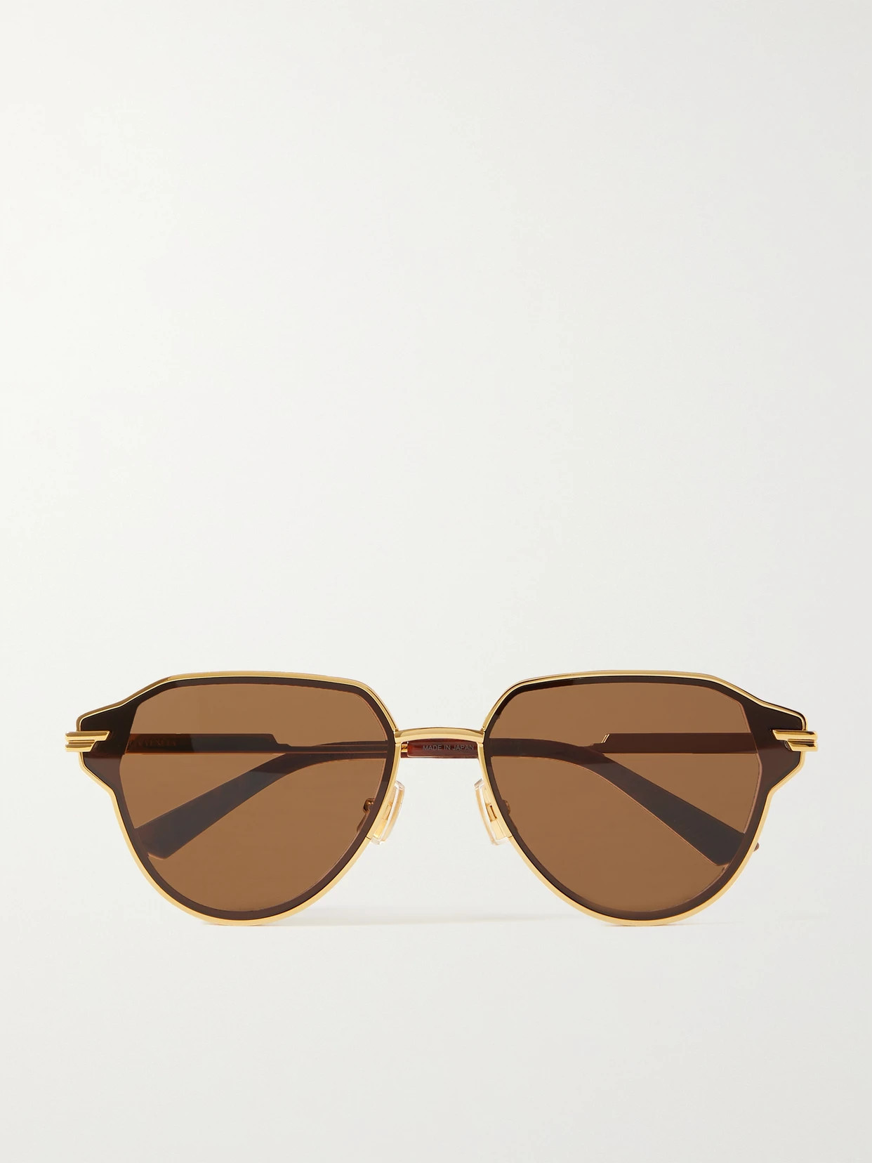 BOTTEGA VENETA EYEWEAR - Glaze Round-frame Gold-tone Sunglasses - One size | NET-A-PORTER (US)