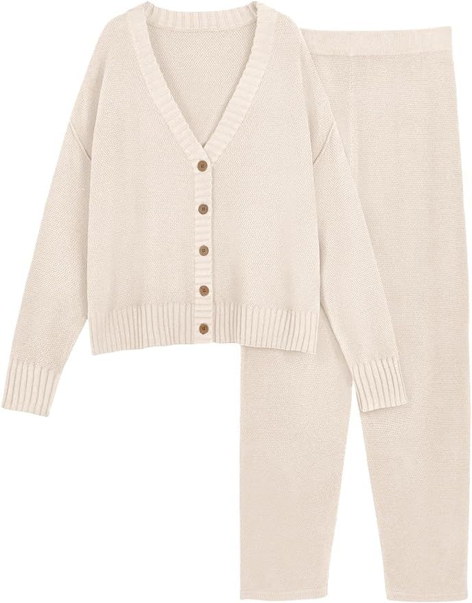 LILLUSORY Womens Cardigan Pants Sets 2 Piece Slouchy Loungewear Sweater Sets | Amazon (US)