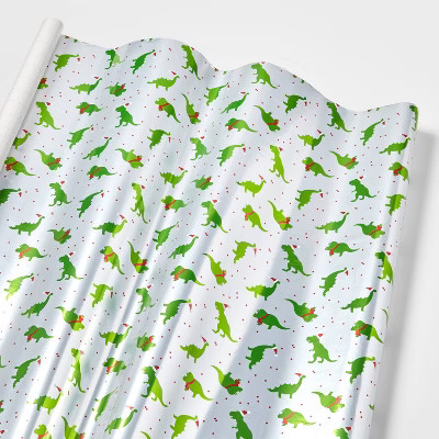 25 sq ft Dinosaurs Gift Wrap Silver - Wondershop™ | Target