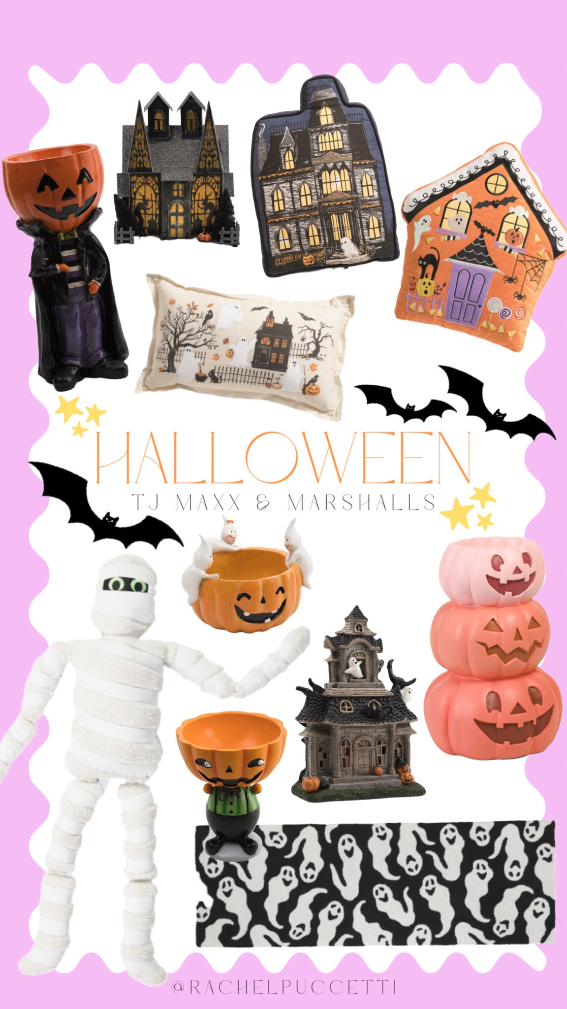 HomeGoods Halloween, TJ maxx Halloween, Marshalls Halloween, Halloween decor, mummy pillow, skeleton pillow, Halloween pillows

The cutest Halloween finds!🎃 this 5ft long mummy pillow went viral, a must have!! His eyes glow in the dark, too!🧟‍♂️ love these cute pillows and candy bowls. These haunted houses are two of my favs from last year back again!!🕸️ 

#LTKFindsUnder50 #LTKSeasonal #LTKHome