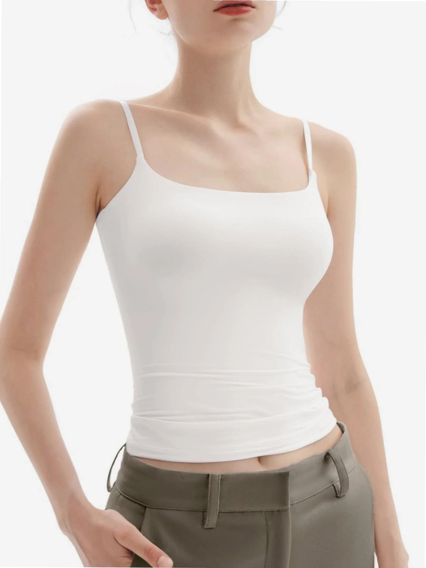 Stretch Camisole Tank Tops for Women - Spaghetti Strap Undershirt Cami Fits Women | Walmart (US)