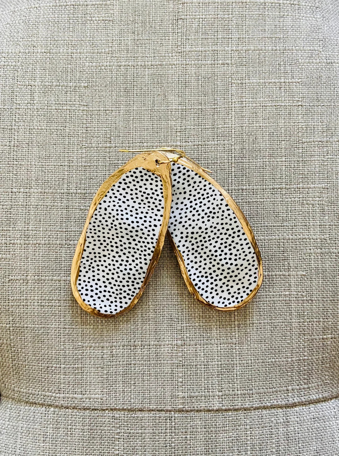 The Asha on The Sakonnet Drop - Low Tides Design Oyster Shell Lid Earrings in White & Black micro... | Etsy (US)