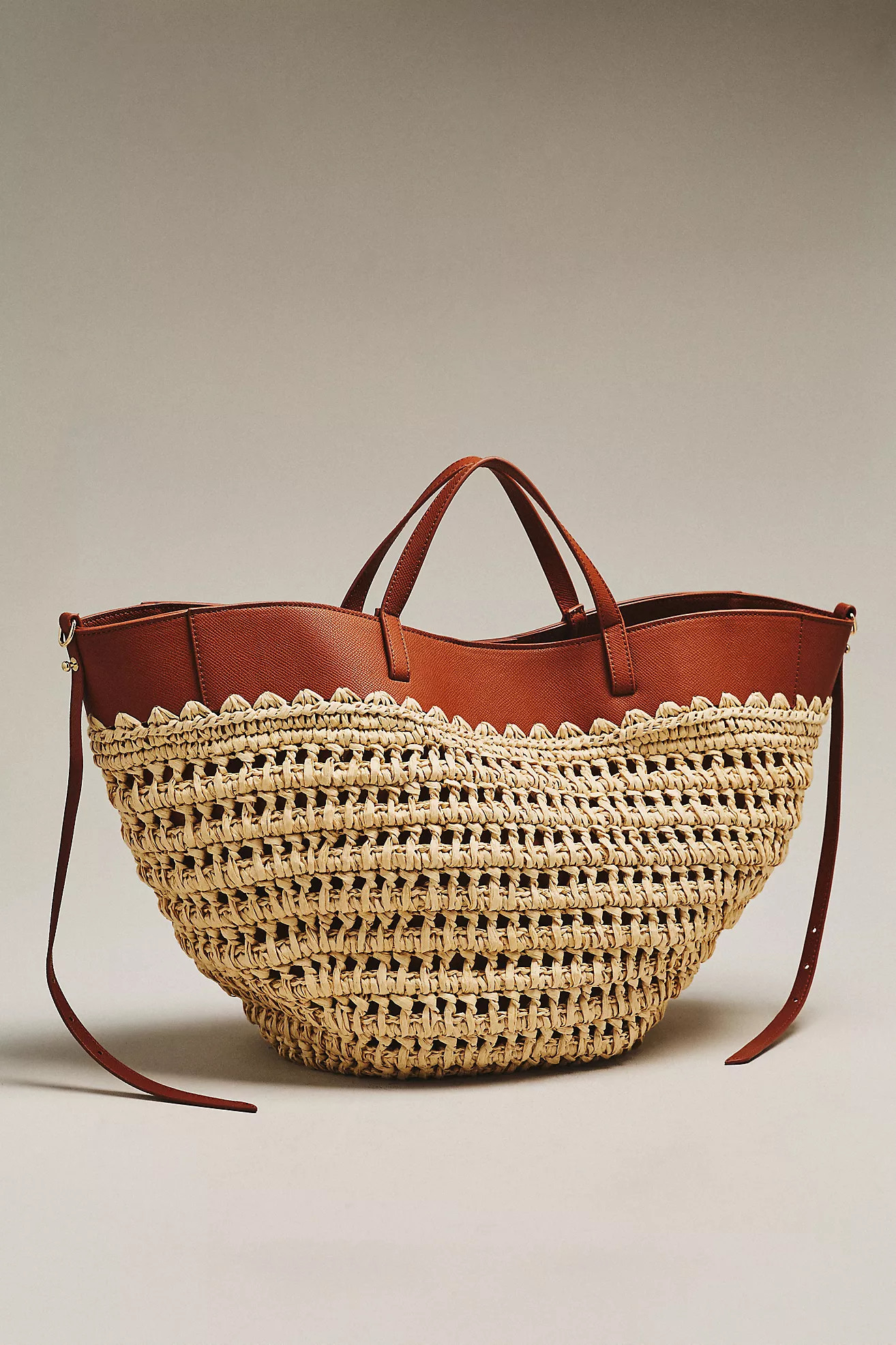 Raffia Leather-Trim Bag | Anthropologie (US)