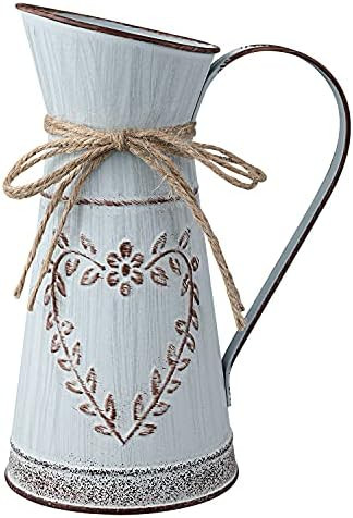 Yoillione French Vase Vintage Farmhouse Vase Decor, Jug Vase Tall Galvanized Vase Small Tin Vase ... | Amazon (US)