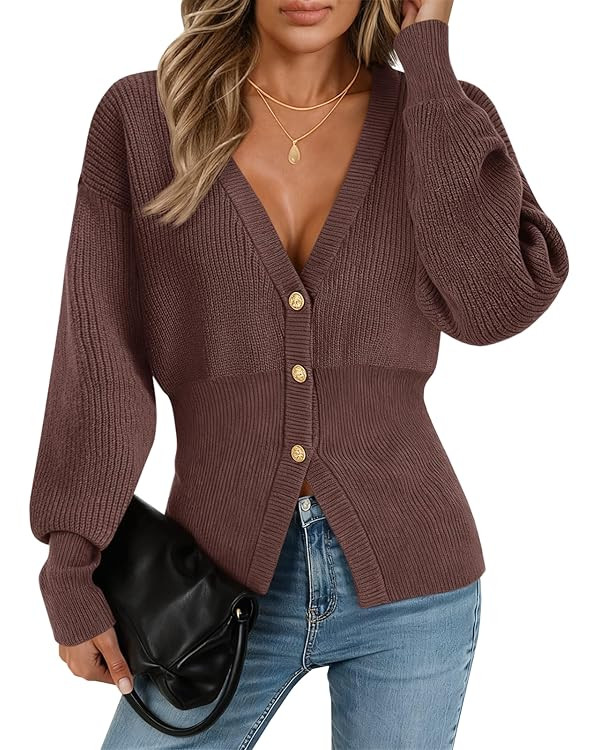 Saodimallsu Womens Cardigan Sweaters Open Front 2025 Chunky Button Down V Neck Sweater Winter Kni... | Amazon (US)