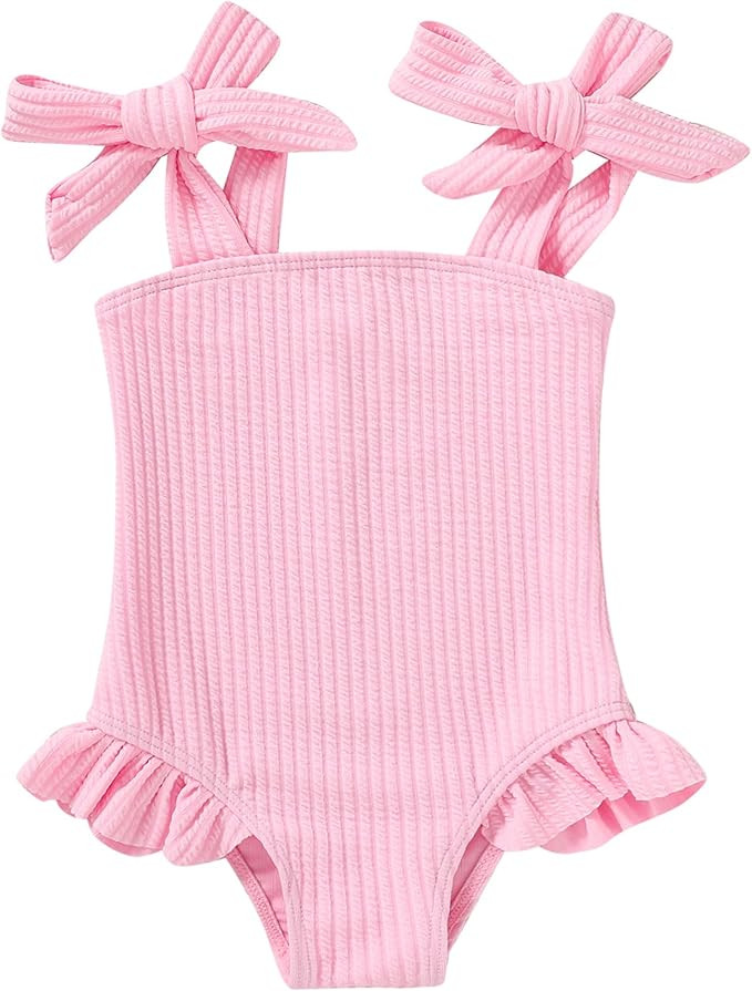 YOUNGER TREE Toddler Swimsuit Girl Color Block Stripe One-Piece Swimwear Baby Girl Bathing Suits | Amazon (US)
