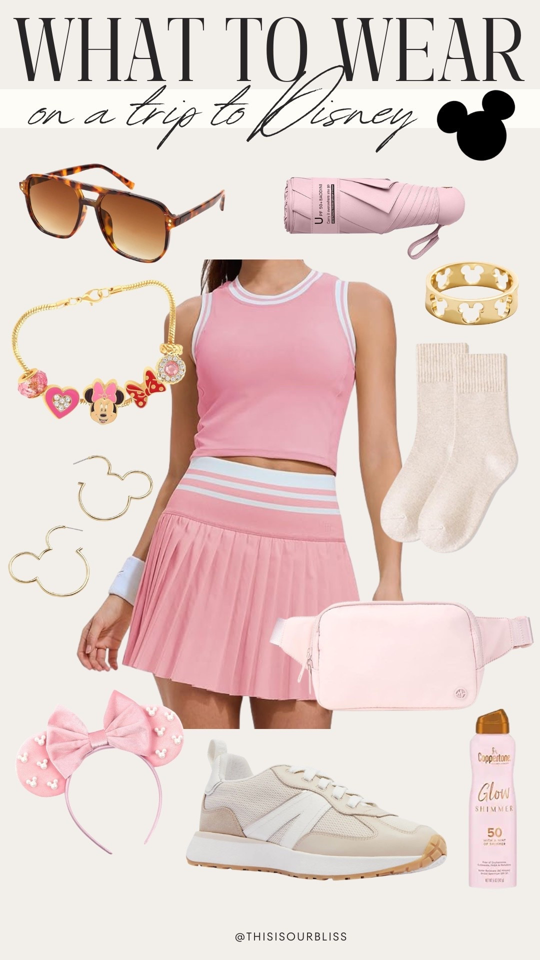 Disney outfit idea for moms! 🎀🏰✨ This pink matching set is the perfect comfy + cute look for a long Disney park day. I paired the skirt and top set with gold Mickey jewelry, pink Minnie ears, a crossbody bag, and a portable fan to stay cool in the parks.

Everything linked for the ultimate Disney mom outfit, Disneyland outfit inspo, Disney park outfit, Disney vacation style, Disney park essentials, and comfortable Disney outfits for walking all day.

#LTKTravel #LTKSaleAlert #LTKmomlife