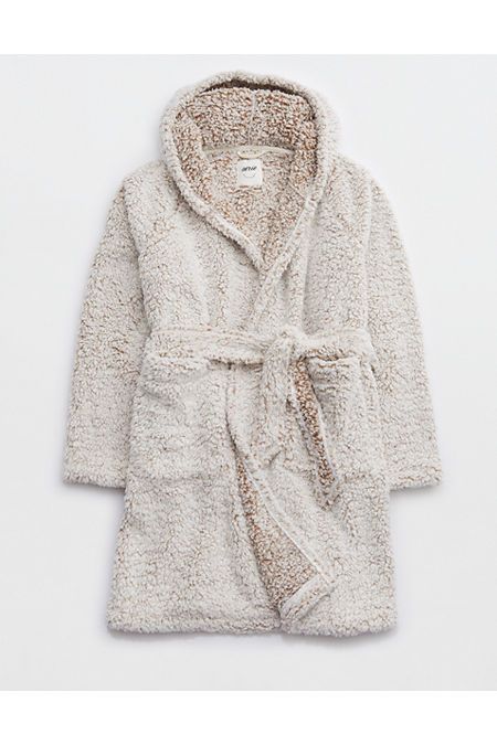 Aerie Sherpa Robe Women's Taupe X-Small/Small | American Eagle Outfitters (US & CA)
