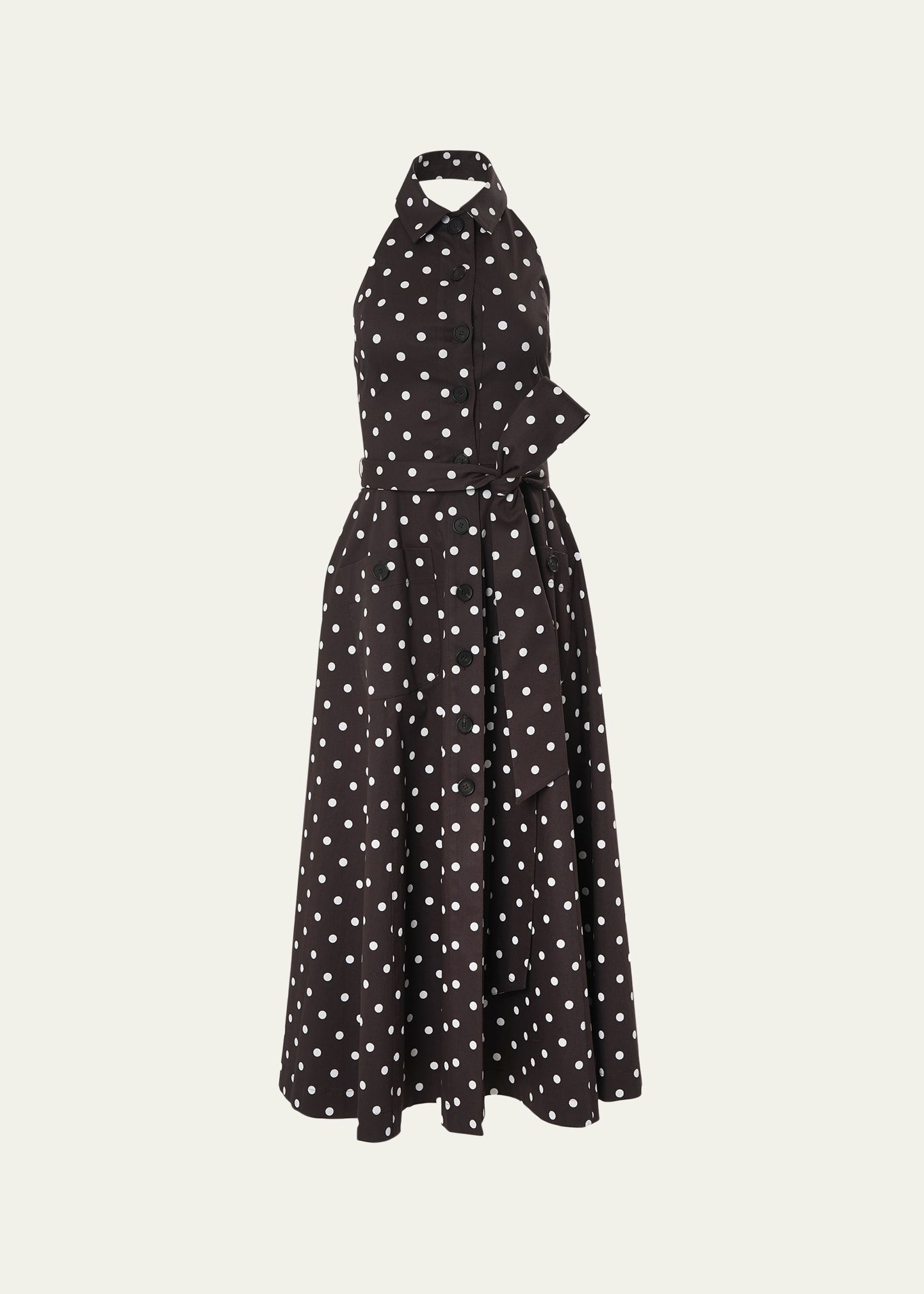 Carolina Herrera Polka-Dot Shirtdress with Tie Belt | Bergdorf Goodman