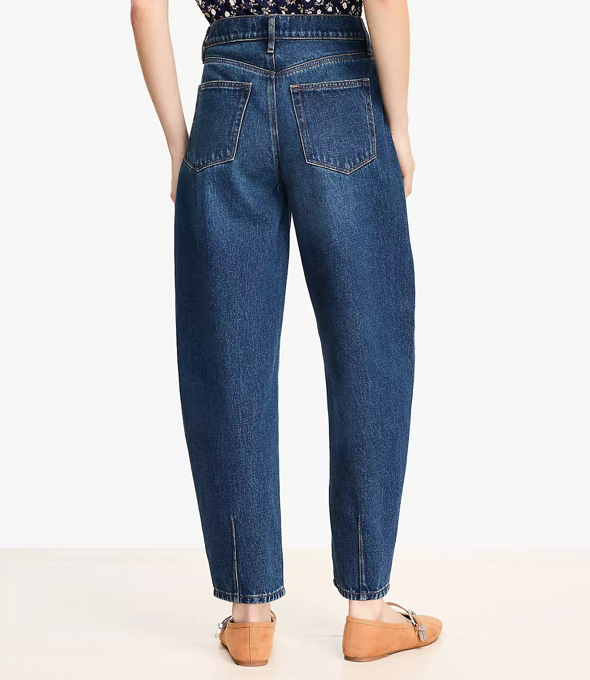 Tall High Rise Barrel Jeans in Authentic Dark Wash | LOFT