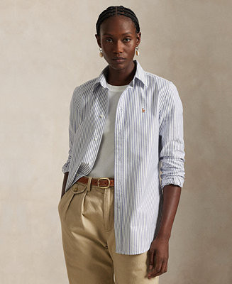 Polo Ralph Lauren Women's Stretch Slim Fit Striped Oxford Shirt - Macy's | Macy's