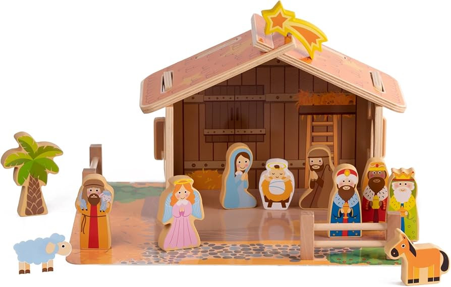 Prime Selection Products Wooden Nativity Scene for Kids - 20pcs Set | Amazon (US)