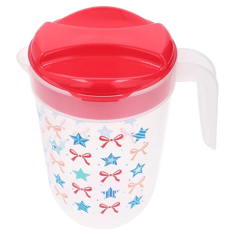 Stars and Ribbons Plastic Pitcher, Red/Blue/Clear, 1 Gal, Patriotic by Way To Celebrate - Walmart... | Walmart (US)