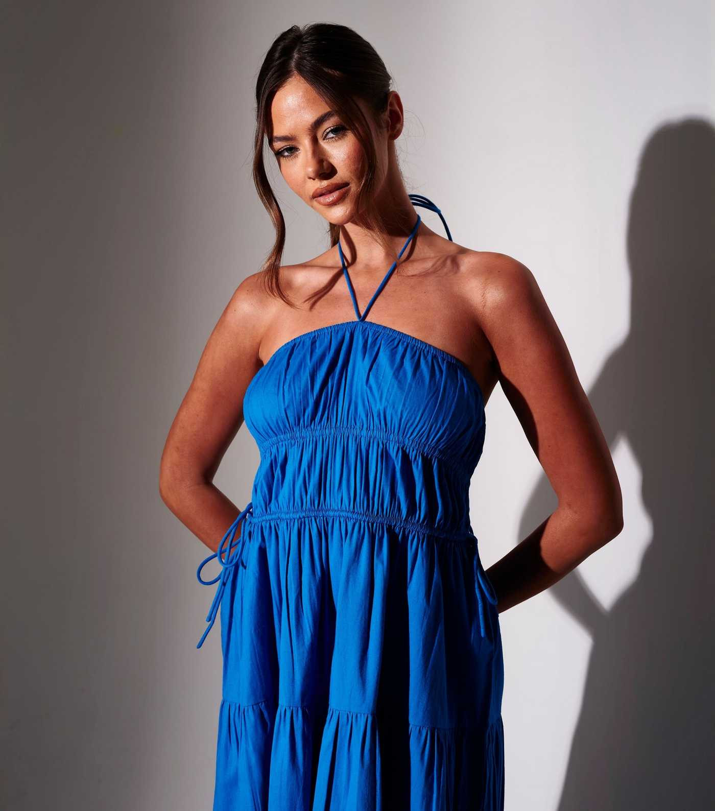 South Beach Bright Blue Halterneck Tiered Maxi Dress | New Look | New Look (UK)