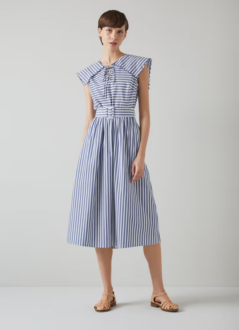 Beau Blue and Cream Striped Cotton Sun Dress | L.K. Bennett (UK)