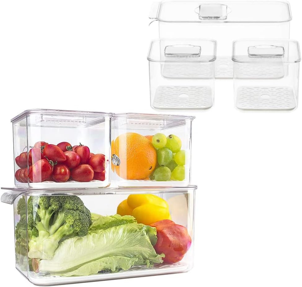 Slideep Fridge Produce Saver Food Storage Bin Containers, Stackable Refrigerator Freezer Organize... | Amazon (US)