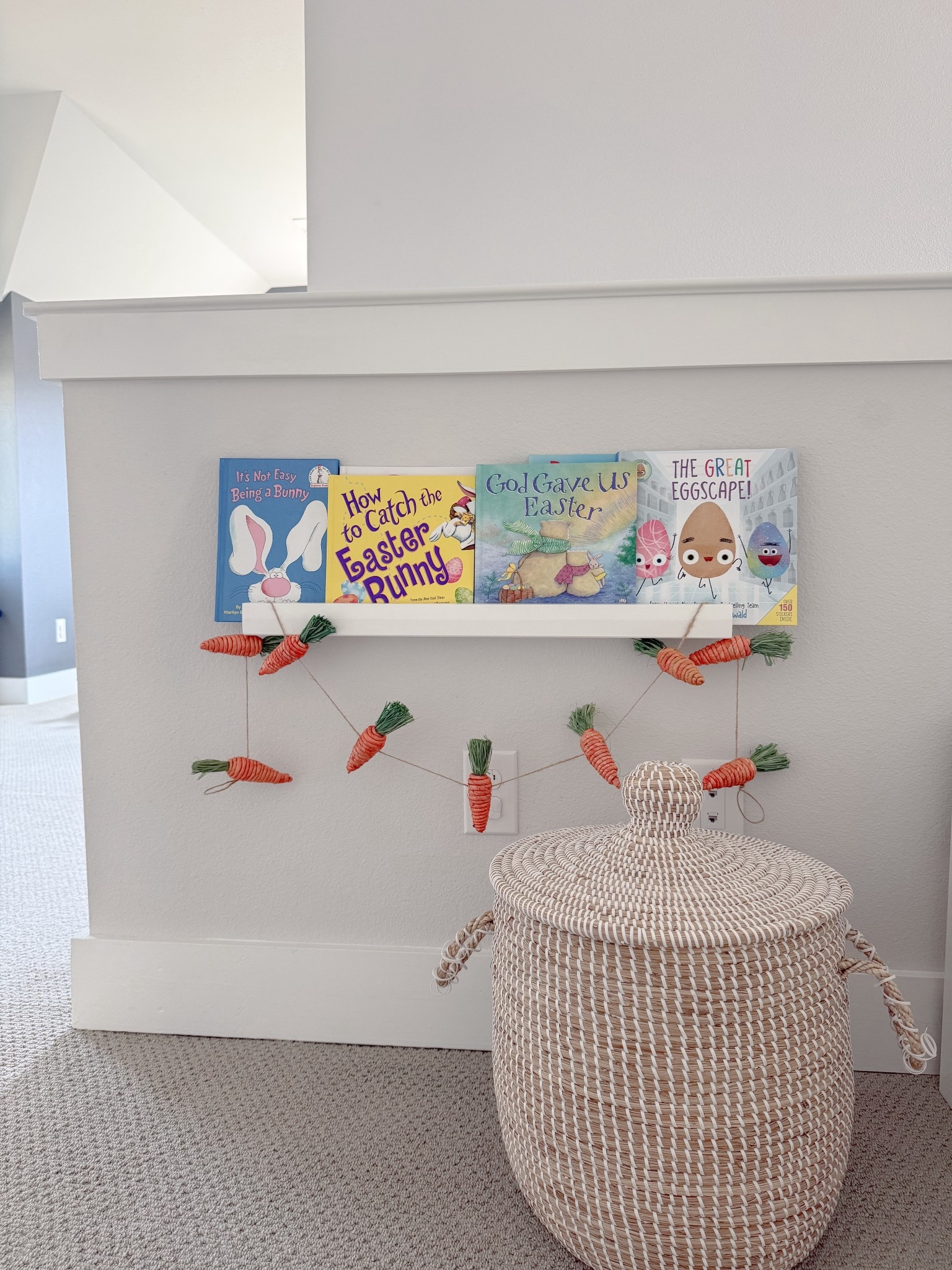 Easter book shelf! 🐇🥕🐣📚 #easterbooks #kidsbooks 

#LTKBaby #LTKKids #LTKHome