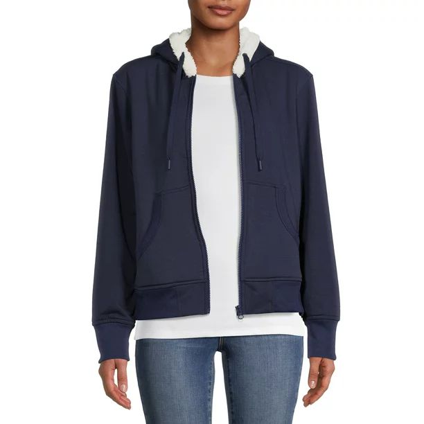 Time and Tru Women's and Women's Plus Sherpa Lined Sport Hoodie - Walmart.com | Walmart (US)