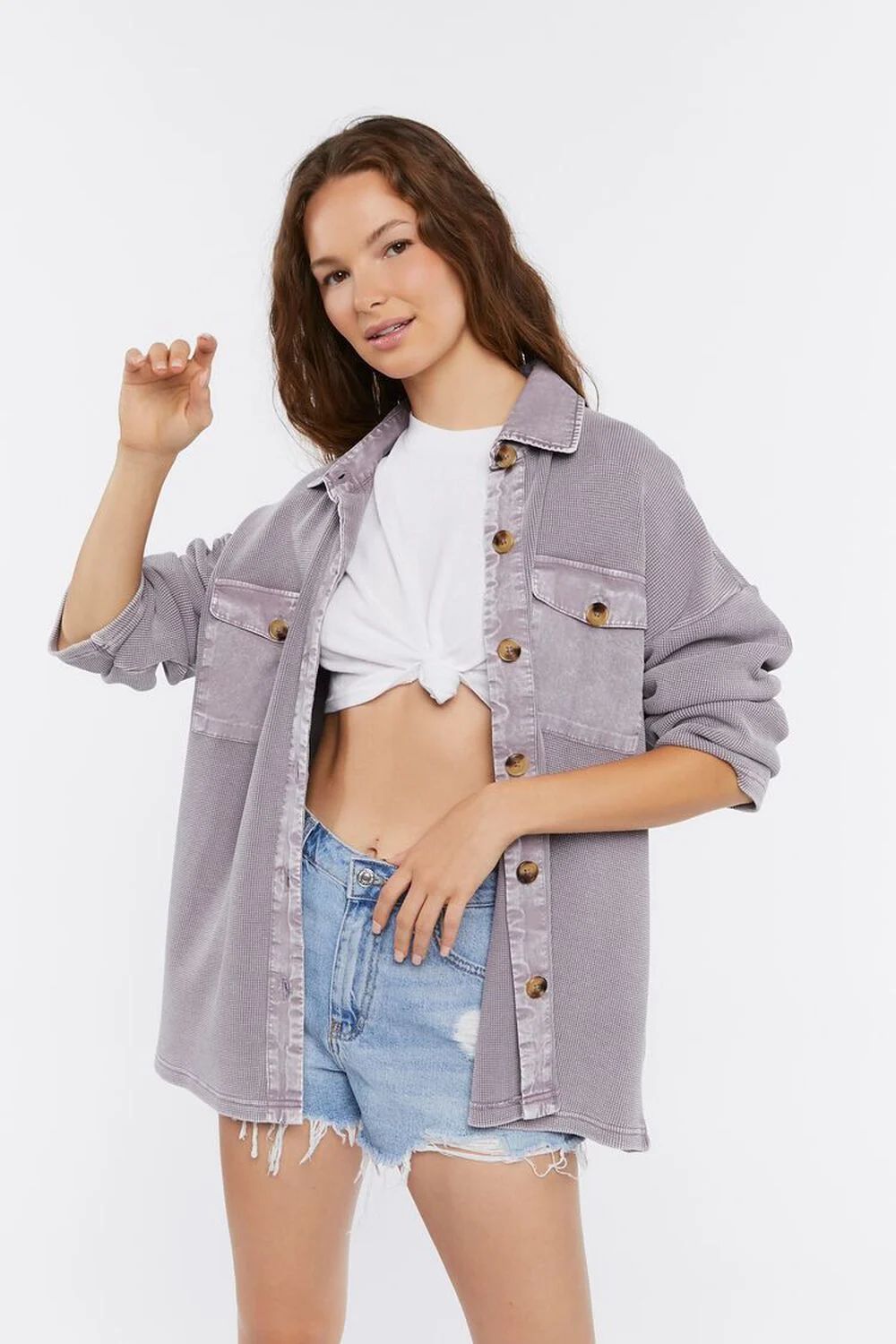 Drop-Sleeve Button-Up Shacket | Forever 21 | Forever 21 (US)